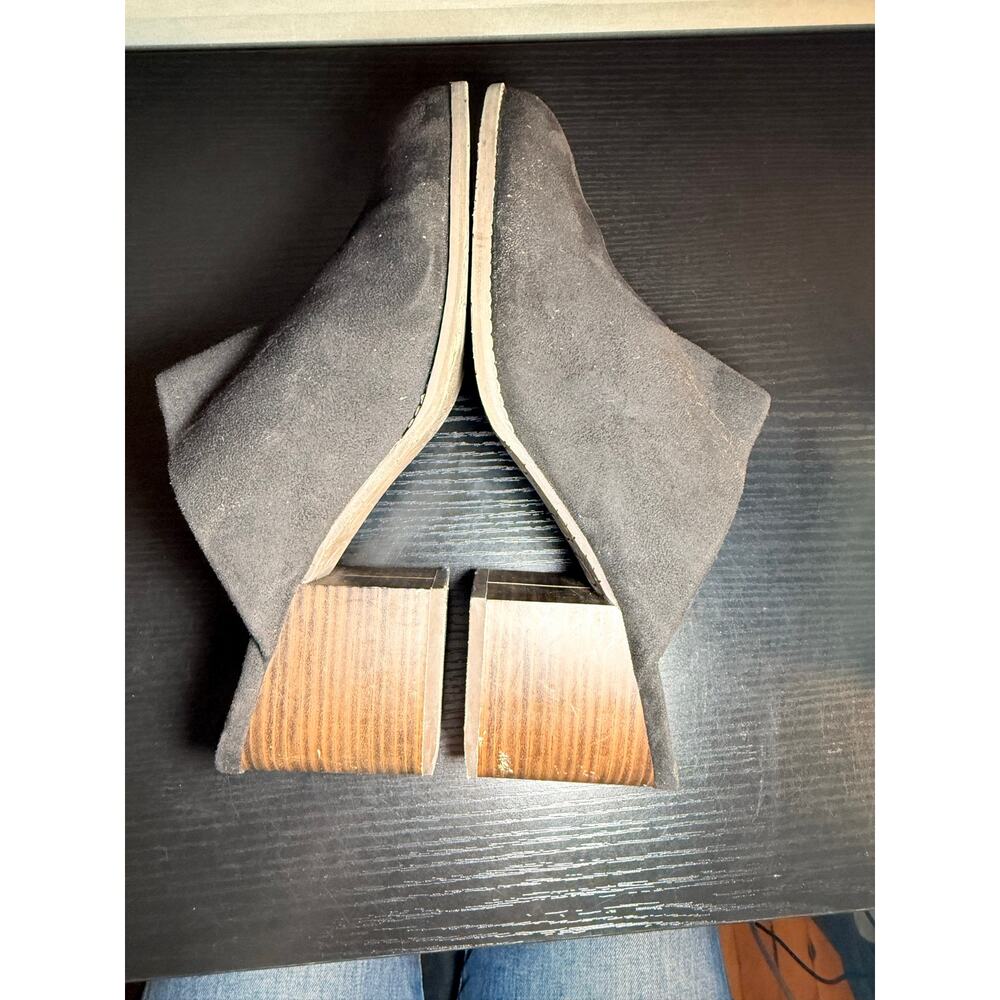 Melrose Ave Vegan Suede Mule Heels Black Slip On Block Heel Shoes Women’s Size 9 - Picture 11 of 11